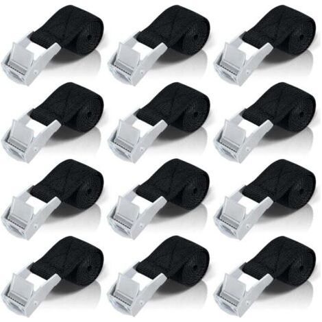 50cm Sangle D'arrimage, 12pcs Sangle À Cliquet Avec Boucle De Serrage En Alliage De Zinc Pour Fixation Moto/Voiture/Porte Vélo/Bagage/Déménagement Puissance De Traction