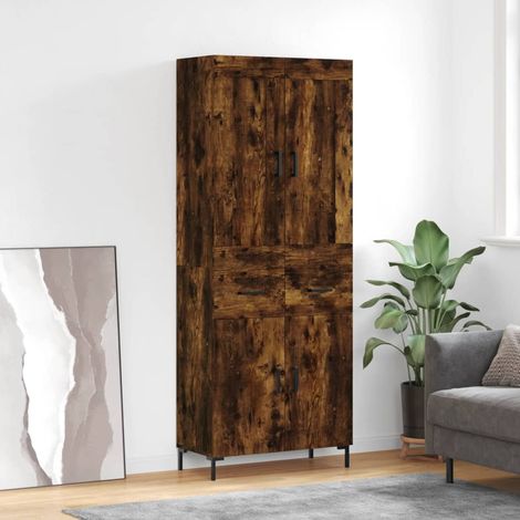 Buffet haut-Armoire de rangement Chêne fumé 69,5x34x180 cm Bois d'ingénierie 302137 (1/5)