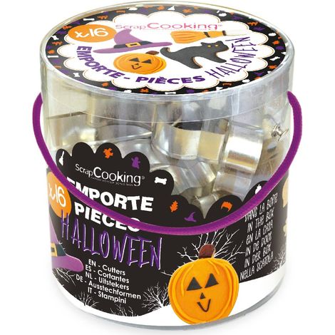 ScrapCooking 2026 Secchio da 16 stampini in Acciaio Halloween, Stagno, Bianco (1/5)