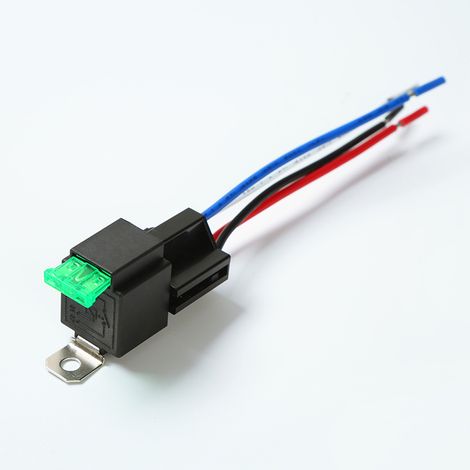Fusible 12 V pour relais automobile Gebildet 30 A Ato Atc Fusible à lame 4 broches Spst Relais électriques automobiles avec fils robustes 12 AWG pour voiture, camion, bateau (1/5)