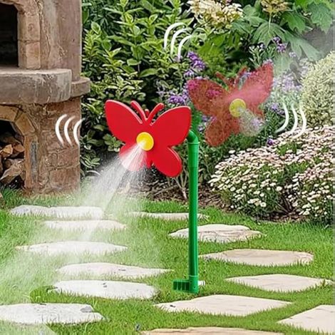 Arroseur de jardin, motif papillon fou, arroseurs décoratifs, fontaine de jardin rotative, arroseurs d'eau dansante pour pelouse de jardin (rouge) (1/5)