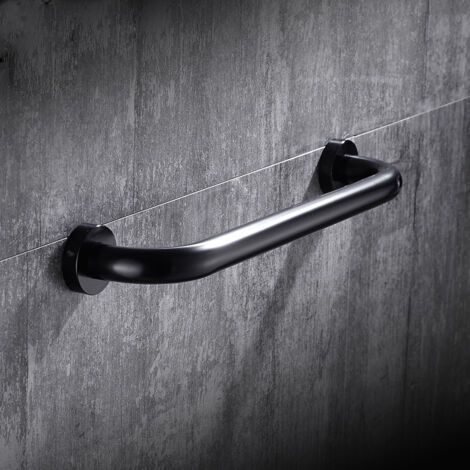 Barre d'appui WC Barre d’appui en Acier Inox Poignée de Baignoires Porte Serviette Mural Poignée de Baignoire de Salle de Bain, Noir (30CM) (1/4)