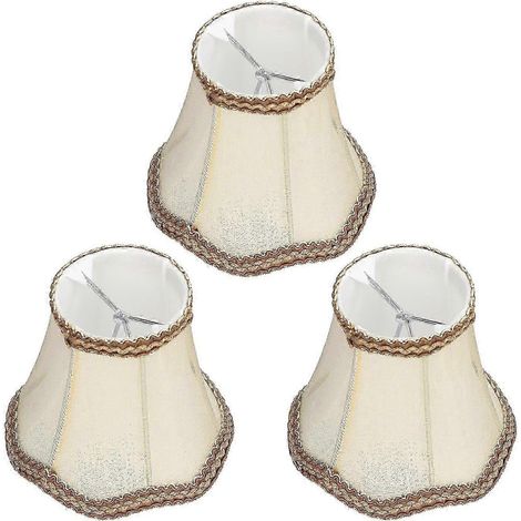 Ensemble de 3 abat-jour modernes en tissu à pince pour une utilisation intérieure, compatibles avec les lustres et les bougies, pour la maison, un hall ou un hôtel, couleur or. Qualité exceptionnelle. (1/4)