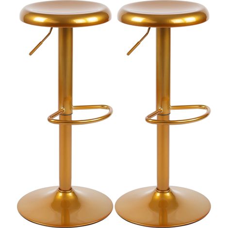 Set di 2 sgabelli da bar regolabili in altezza con poggiapiedi design moderno in metallo color oro 100005863