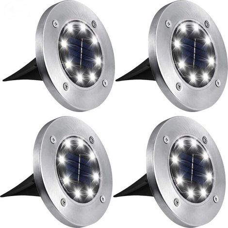 Solar-Bodeneinbauleuchten für den Außenbereich – wasserdicht und feuchtigkeitsbeständig, geeignet für Hausgärten – 4er-Set, weißes Licht [8 LEDs] (1/5)