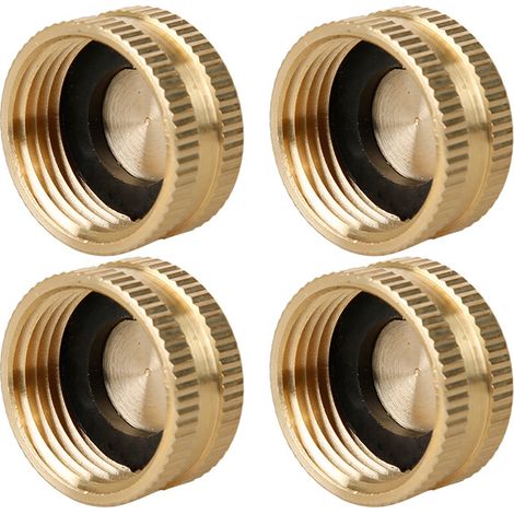 Lot de 4 raccords et bouchons en laiton 3/4" GHT à filetage interne pour tuyau d'arrosage, résistants et durables. (1/4)
