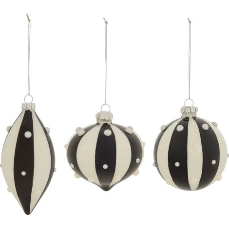 Déco de sapin Lot de 3 Boules de noël en Verre D 8 cm Noir et Blanc - Feeric Christmas (1/5)