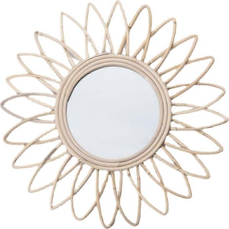Schminkspiegel für die Wand, Rattan, innovative Kunstdekoration, Wandspiegel zum Aufhängen für Wohnzimmer, Schlafzimmer, Eingangsbereich