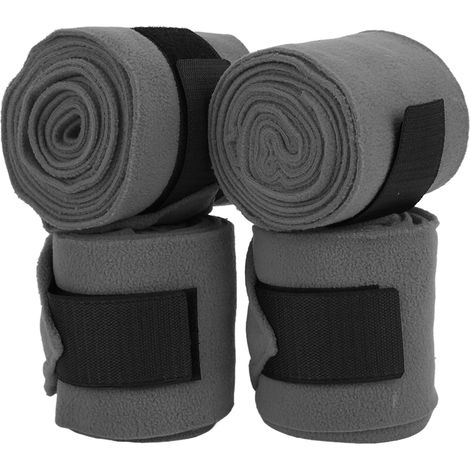 Lot de 4 bandages adhésifs double face en polaire pour jambes de cheval, pour l'entraînement et l'exercice - Gris (1/5)