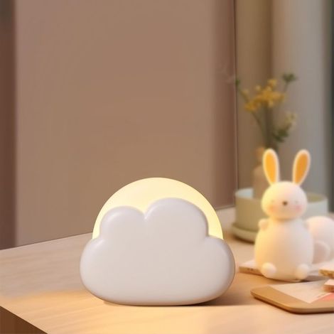 Veilleuse Nomade Portable, Veilleuse Nuage Rechargeable pour Allaitement, Veilleuse Bébé Lampe Chevet Enfant, Lumière Décor Chambre Bébé, 4 Intensités Réglables (Blanc) (1/5)