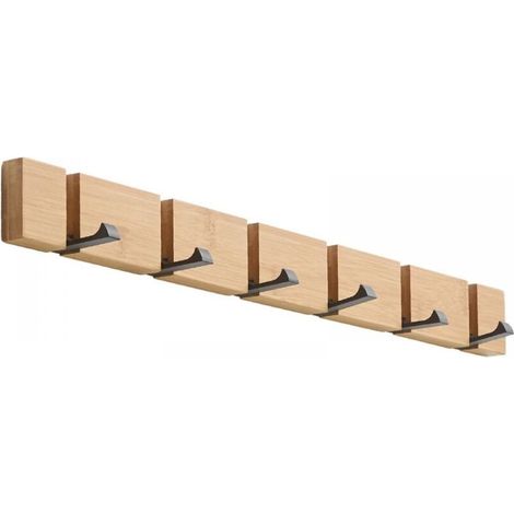 Porte-manteau mural en bois avec crochets - Porte-manteau en bois - Crochets pliables - Comprend 5 crochets - Convient pour suspendre manteaux, chapeaux et sacs à main - 50 cm