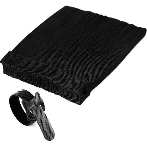 Lot de 100 rubans velcro pour câbles rubans velcro pour câbles velcro longue durée auto-adhésifs (noir), (1/5)