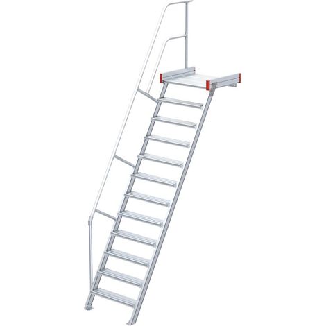 Euroline 511 Podesttreppe 60° 1000mm Stufenbreite 12 Stufen Alu gerieft