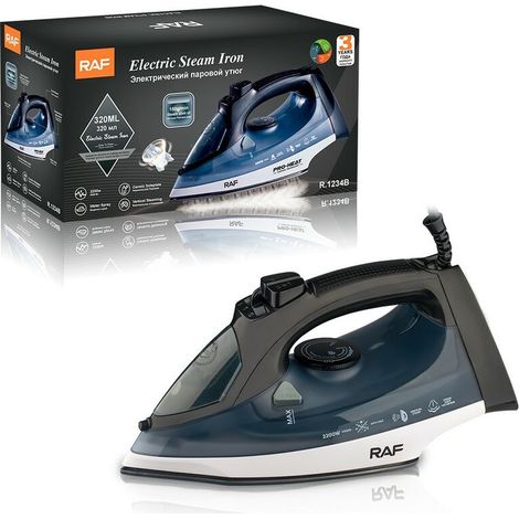Fer à repasser, Fer à Vapeur, Semelle antiadhésive, Portable, 3000W, Noir