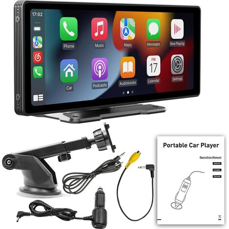 Kabelloser CarPlay-Bildschirm & Android Auto für Autoradio, 10,26-Zoll-HD-Touchscreen, MP5-Player, IPS-Bildschirm, Radio mit Bluetooth 5.0, Mirror Link, FM-Radio, TF-Kartenleser, AUX-Anschluss, USB-C-