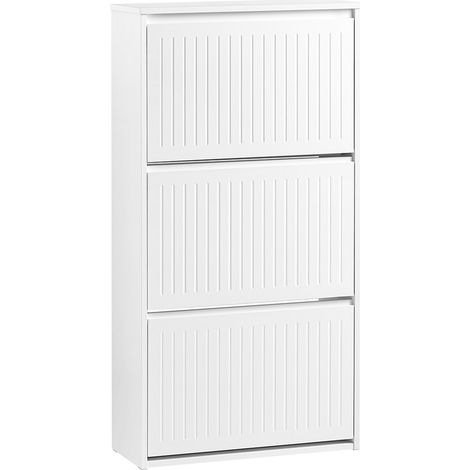 SoBuy Scarpiera Con 3 Ribalte E 6 Ripiani Scarpiera Con Scomparto Aggiuntivo Portascarpe Salvaspazio Bianco 61x26x120cm FSR165-H-W (1/5)
