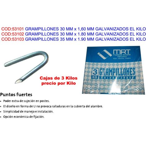 Goupilles galvanisées 30 mm x 1,60 mm le kilo