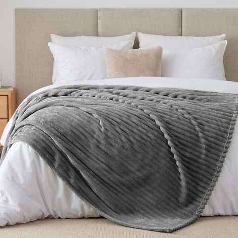 Plaid Gris Couverture pour Lit 2 Personnes 230x270 (1/5)