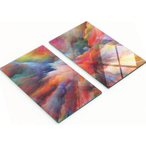 Tablas de cocina de vidrio templado con gr谩ficos de explosi贸n de colores 2x30x52 cm (1/5)