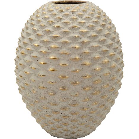 Vaso, Acabado Geométrico en Relieve Color Estructura Oro, Diámetro 7 cm, Beige - Faso (1/5)