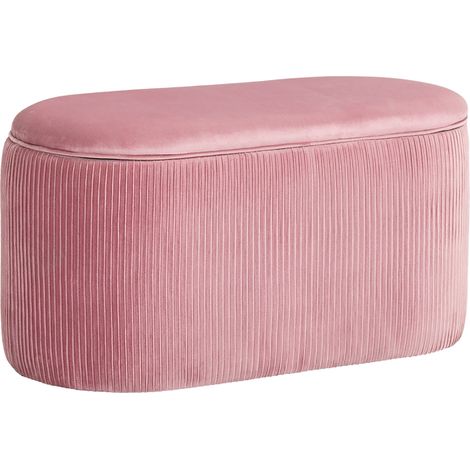 Banco de almacenaje tapizado rosa estilo francés 81 x 40 x 41 cm HOMVRA (1/5)