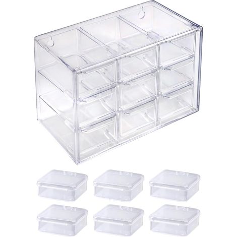 Schreibtisch-Organizer – Aufbewahrungsbox fürs Büro – Kunststoff-Organizer-Aufbewahrungsbox mit 9 herausnehmbaren Schubladen für Spielzeug, Schmuck, Perlen, Werkzeug, Make-up, Stecknadeln, Schrauben (1/5)