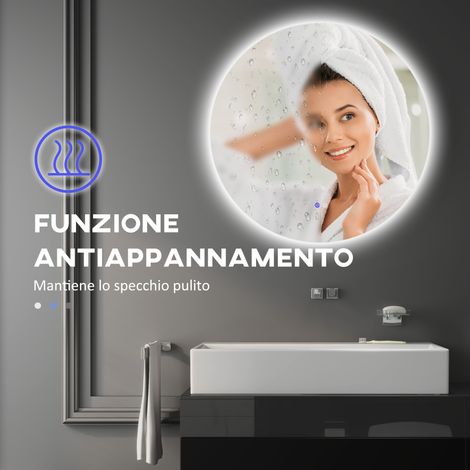 Miroir LED salle de bain 70 cm, gradation lumineuse, commande tactile, traitement antibuée (1/5)