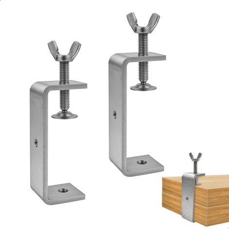 Un jeu de 2 pinces en C fixes et de pinces en acier inoxydable, adaptées à la fixation d'appareils, réglables (63 à 93 mm).