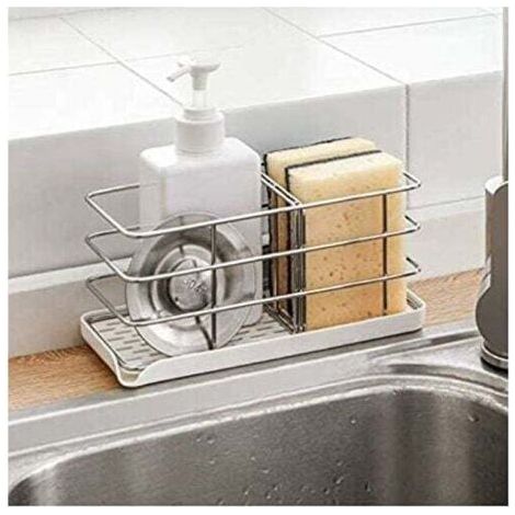 Porte-éponge - Acier Inoxydable 304 - Multifonctionnel pour évier de Cuisine - Organisateur d'évier - Plateau égouttoir à Vaisselle - Porte-Savon - Panneau de Suspension réglable (1/5)