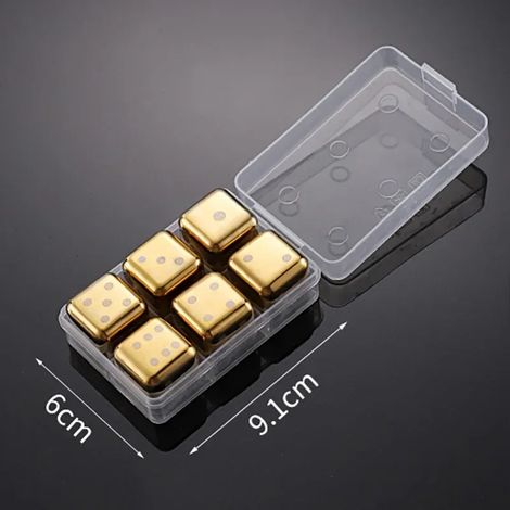 (Or, paquet de 6) Glaçons réutilisables en acier inoxydable, congélation rapide, métal de qualité alimentaire (1/5)