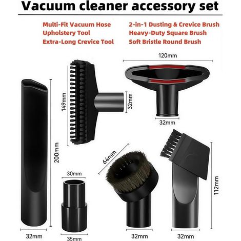 Set di 6 accessori per aspirapolvere per aspirapolvere da 32 mm e 35 mm di diametro, bocchetta per aspirapolvere