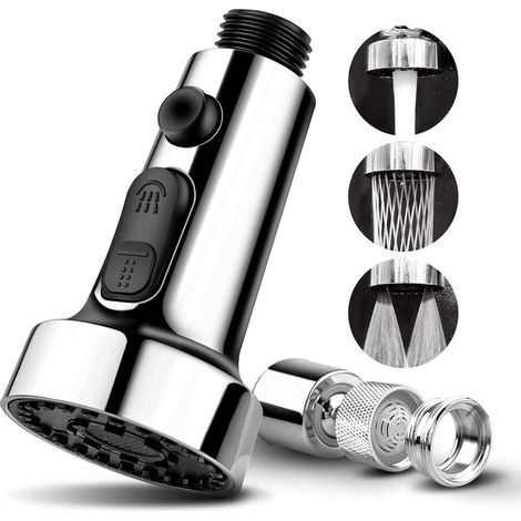 Ricambi per ugelli per rubinetti da cucina, accessori per rubinetti da cucina, accessori per rubinetti girevoli a 360°, ugelli per lavello da cucina a risparmio idrico, 3 modalità (1/5)
