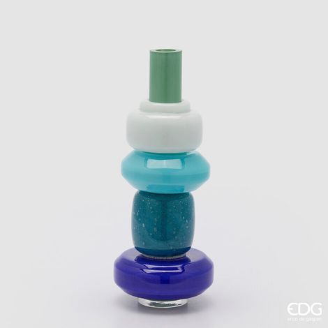 EDG Enzo De Gasperi Vaso Strati H 40 Cm D 16 Cm Waterproof Vetro Mix Verde