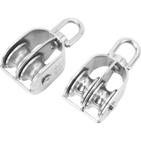 Deux poulies rotatives robustes à vendre, roues de traction pour câbles de levage de grues à câble métallique, poulie double M32, capacité de charge de 250 kg, rouleaux de poulie en acier inoxydable p (1/5)