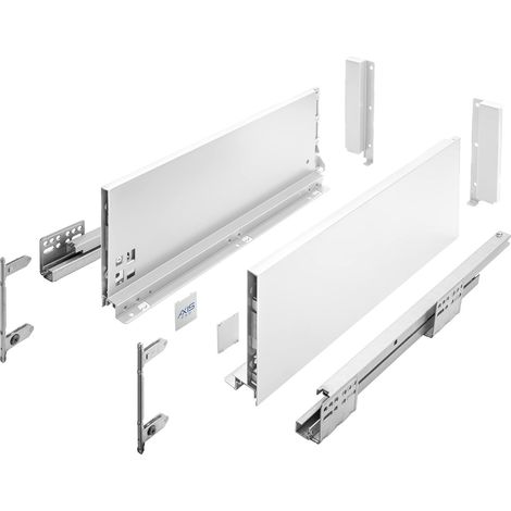 GTV Guide per cassetti AXIS Pro, estraibili per cassetti con estrazione, colore bianco, portata fino a 40 kg, sistema push to open, accesso libero, larghezza: 350 mm, altezza: 168 mm