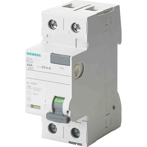 Interrupteur différentiel Siemens 5SV3, 2 Pôles, 40A, 30mA, Type F ( Prix pour 1 )