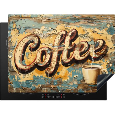 PROTECTION PLAQUE INDUCTION Café - Vintage - Marron - Tasse Couvre Plaque De Cuisson 71x52 cm (1/5)