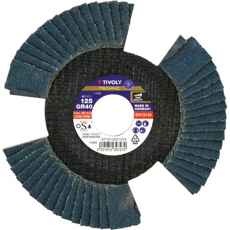 Tivoly • Disque de décapage Lamelle Zirconium Ajouré Spécial Vision Grain 40 Ø125mm Alesage 22,2mm M14 (1/3)
