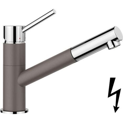 Blanco Kano S - Spültischarmatur mit ausziehbarem Auslauf, Vulkangrau/Chrom 527654 (1/2)