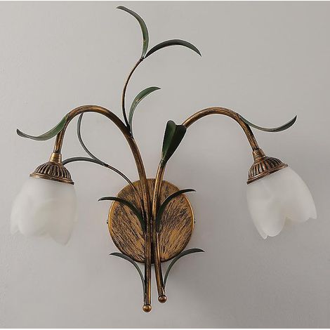 Applique murale décorative à double tête de fleur, E14, convient pour chambre à coucher, salle de bain, hors source lumineuse (1/3)