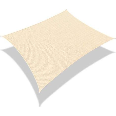 Rechteckiges Sonnensegel 3x5M Elfenbein - Befestigungsset inklusive (1/5)