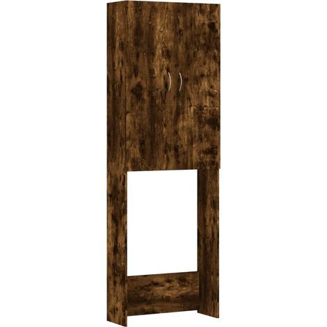 Washing Machine Cabinet Smoked Oak 64x25.5x190 cm vidaXL