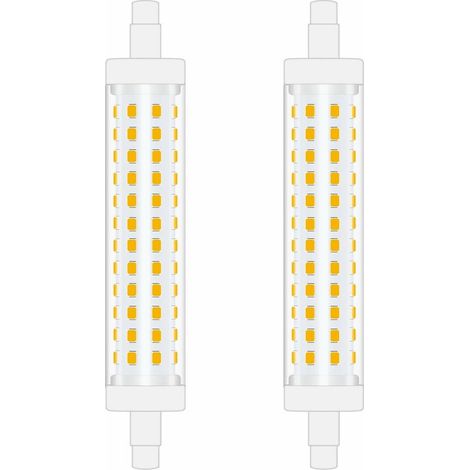 Bombilla LED R7S de 118 mm y 10 W, luz blanca fría de 6000 K, foco lineal de doble extremo, reemplazo para bombilla halógena de 100 W, ideal para dormitorio y baño, no regulable, 2 unidades.