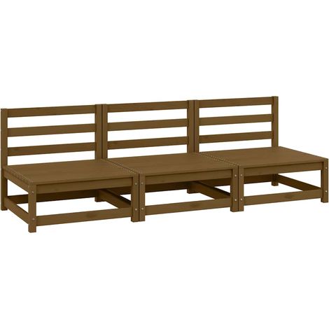 Maison Exclusive - Garten-Mittelsofas 3 Stk. Honigbraun Massivhol