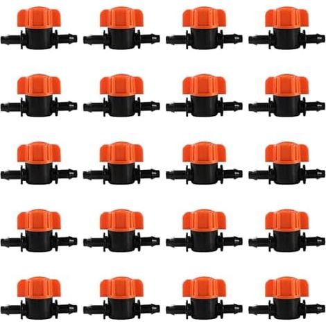 20 Pièces 4/7 Vanne D'irrigation, Mini Tuyau Vanne d'eau Travers, Mini Valves de Contrôle, pour Tuyau d'arrosage 1/