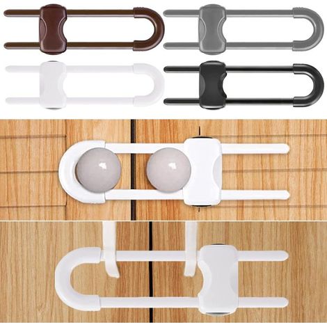 Bloc Porte Securite de Placard 4 unités Bebe, Protection Sécurite Domestique, Sécurité Enfant Tiroir Armoires Verrous (1/5)