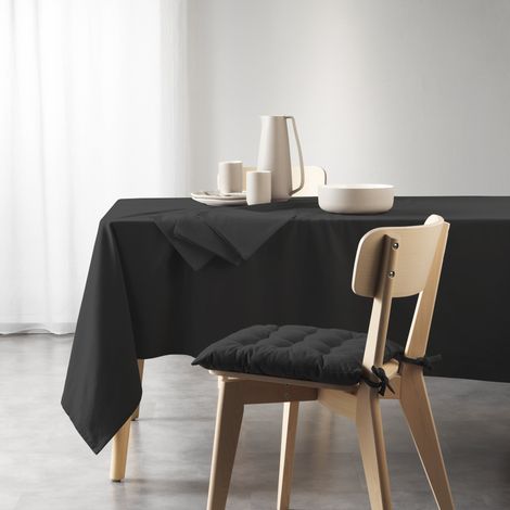 Nappe rectangle coton recycle 140 x 240 cm Grand mistral noir (1/2)