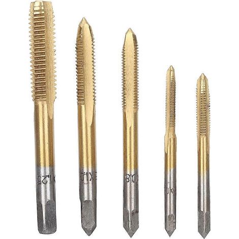 5-teiliges manuelles Gewindebohrer-Set aus Hochleistungs-Schnellstahl, M3, M4, M5, M6, M8 (Ti-beschichtet)