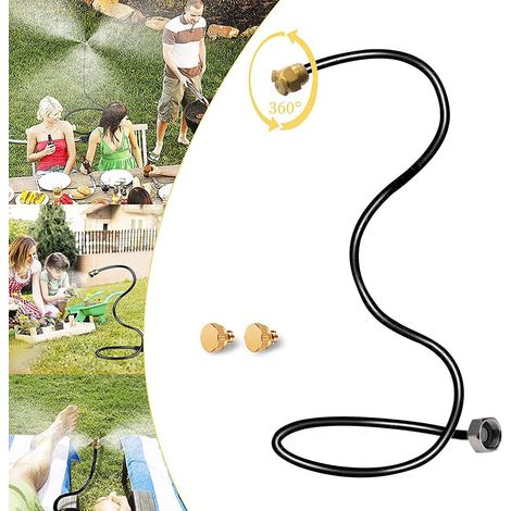 Rociador de manguera para patio exterior, rociador portátil y flexible para refrescar el aire libre, sistema de rociado de manguera para jardín, bebedero para pájaros, rociador de agua, negro