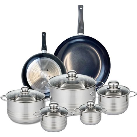 Ensemble de 2 Poêles de cuisson 24 et 32 cm et 5 faitouts 12, 14, 16, 20 et 24 cm Elo Prima Brillant (1/5)
